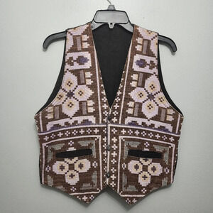 Unbranded women's vest size M black and brown festival country boho artsy